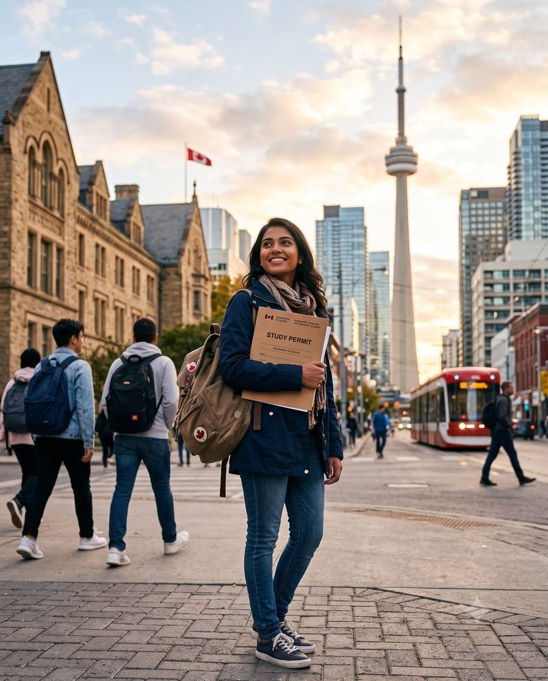 A newly arrived student beginning their Canadian journey